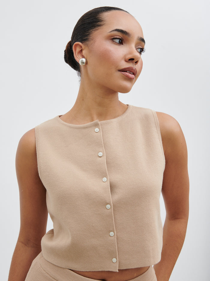 Reese Knit Waistcoat - Beige