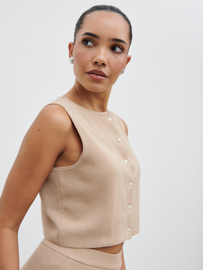 Reese Knit Waistcoat - Beige