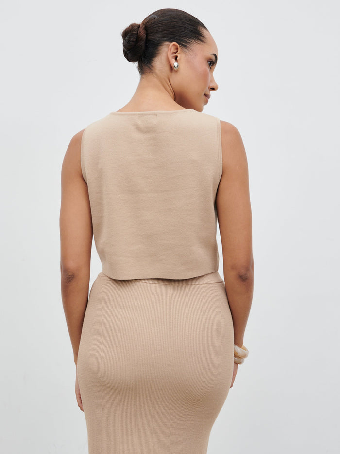 Reese Knit Waistcoat - Beige