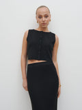 Noor Is 5'8.5" & Wears Size UK S|Reese Knit Waistcoat - Black