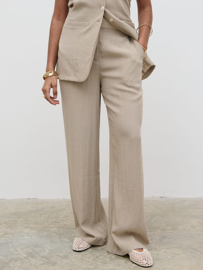 Sachi Is 5’7” & Wears Size UK 8|Remy Trousers - Stone
