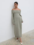 Elissa Is 5'8.5" & Wears Size UK S|Renee Chunky Knit Midaxi Dress - Sage