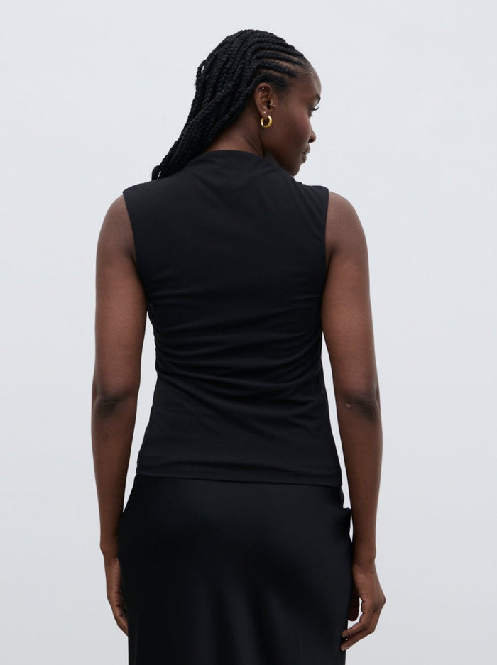 Ayo Is 5'9" & Wears Size UK S|Rhea Jersey Sleeveless Top - Black