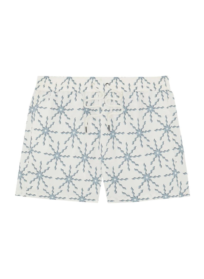 Swimshorts Frescobol Carioca Rio Sol Print Swim Shorts Ecru & Coastal Apoella