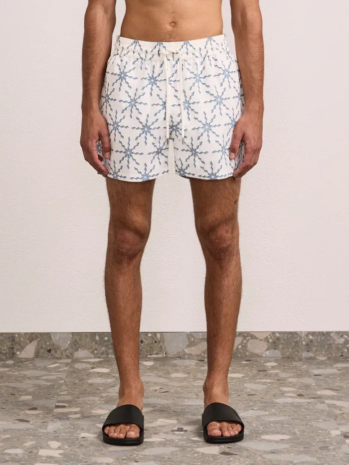 Swimshorts Frescobol Carioca Rio Sol Print Swim Shorts Ecru & Coastal Apoella