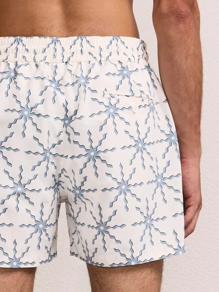 Swimshorts Frescobol Carioca Rio Sol Print Swim Shorts Ecru & Coastal Apoella