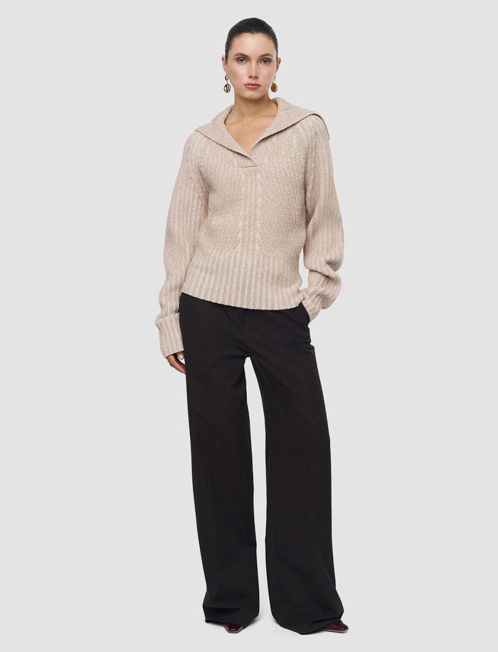 Beige Robby Mouliné Merino Knit Jumper - Joseph