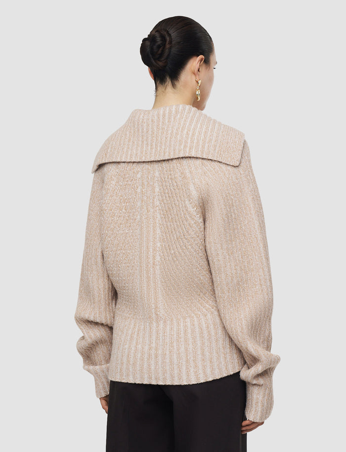 Beige Robby Mouliné Merino Knit Jumper - Joseph