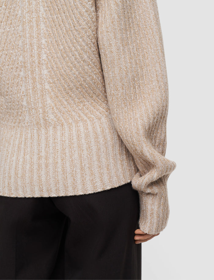 Beige Robby Mouliné Merino Knit Jumper - Joseph