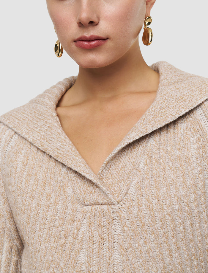 Beige Robby Mouliné Merino Knit Jumper - Joseph