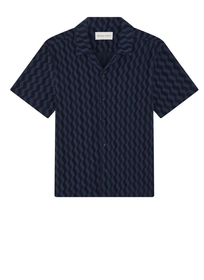 Shirts Frescobol Carioca Roberto Terry Shirt Midnight Blue Apoella