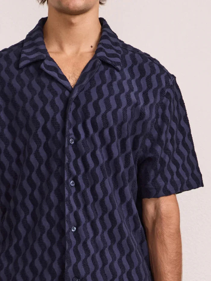 Shirts Frescobol Carioca Roberto Terry Shirt Midnight Blue Apoella