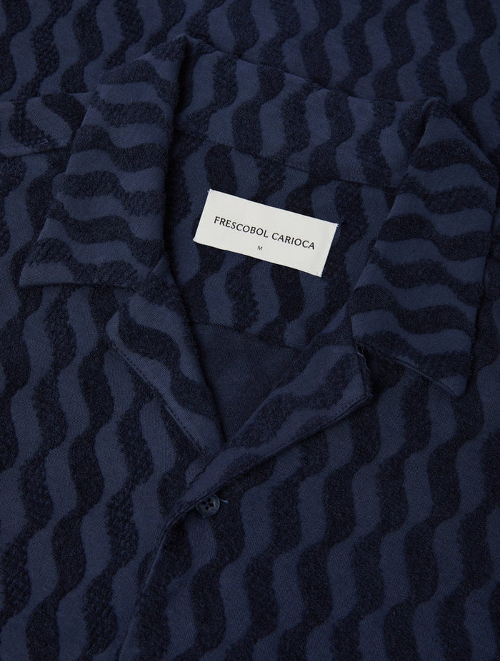 Shirts Frescobol Carioca Roberto Terry Shirt Midnight Blue Apoella