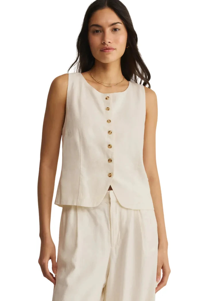 Roman Linen Vest Cloud