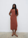 Shilloh Is 5'9" & Wears Size UK S|Rose Knit Midaxi Dress - Rosewood