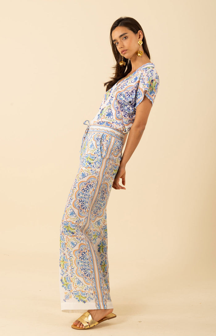 Roselyn Silk Pant , color-Ivory