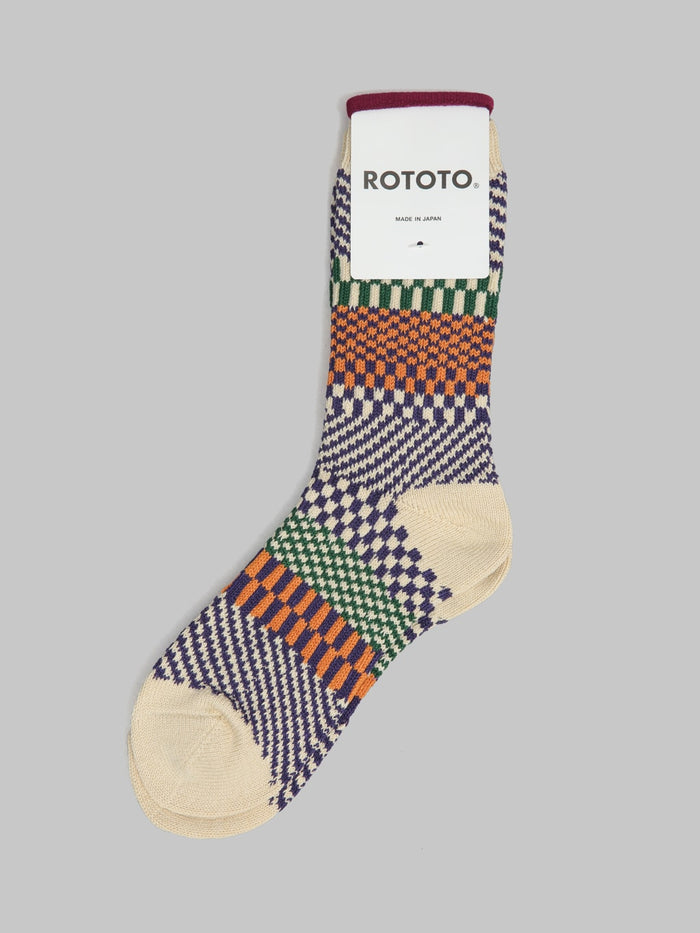 rototo check and step socks blueberry