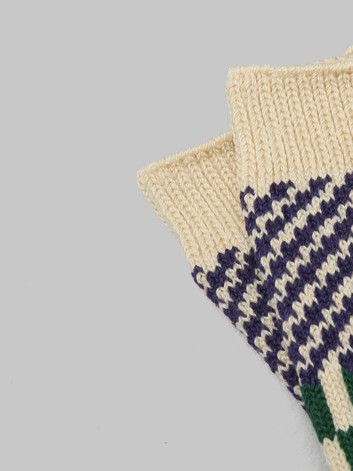 rototo check and step socks blueberry closeup
