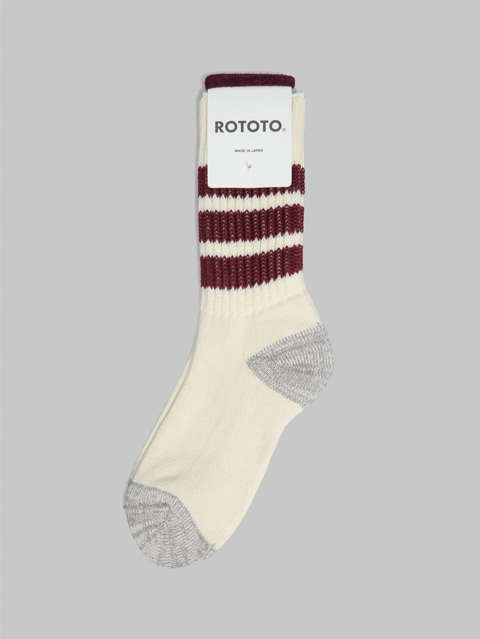 rototo coarse ribbed oldschool crew socks bordeaux  soft