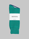 rototo cotton waffle crew socks sea green