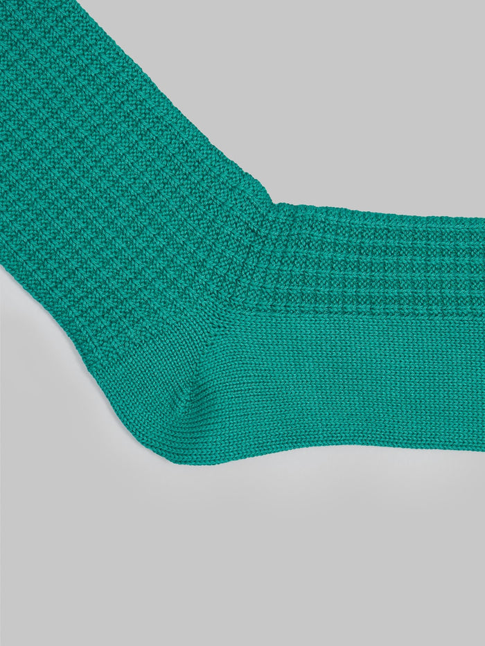 rototo cotton waffle crew socks sea green heel