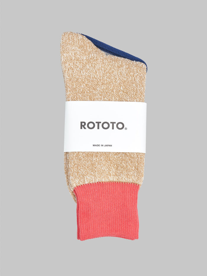 rototo double face crew socks bittersweet beige