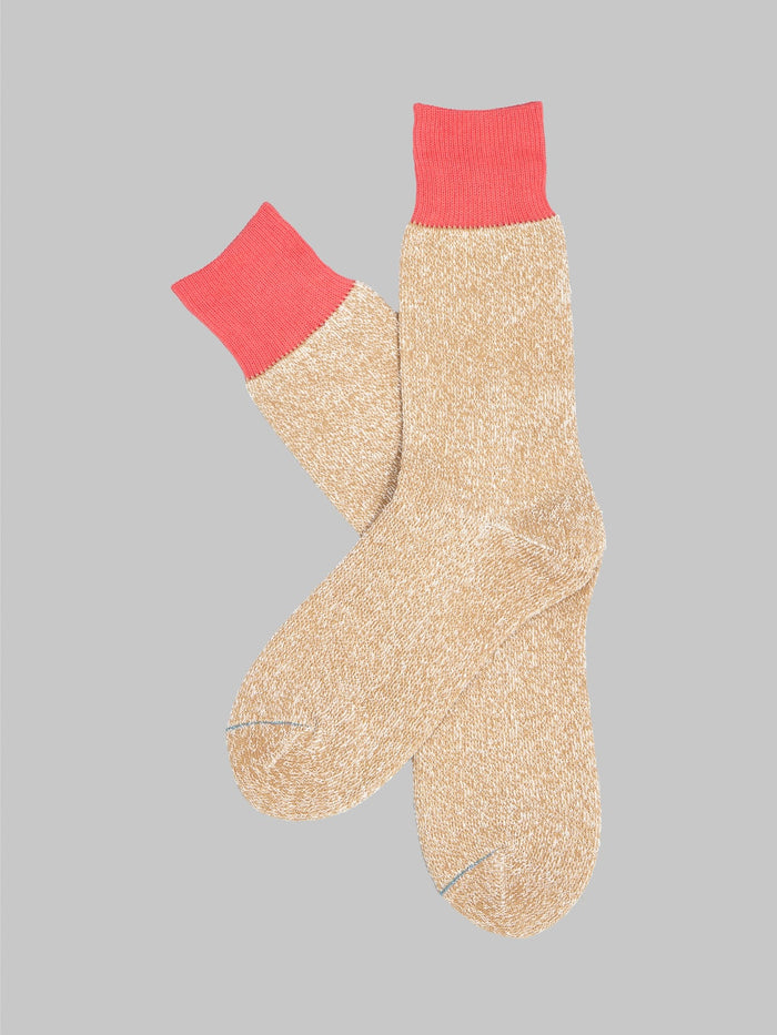 rototo double face crew socks bittersweet beige japanese made