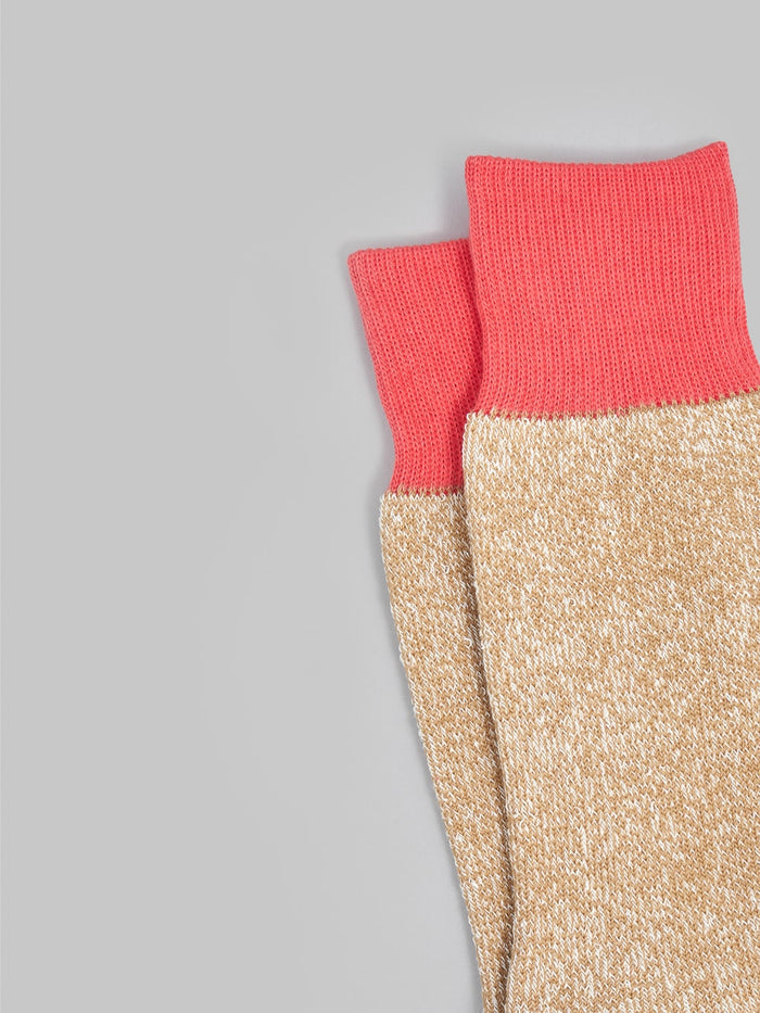 rototo double face crew socks bittersweet beige elastic band