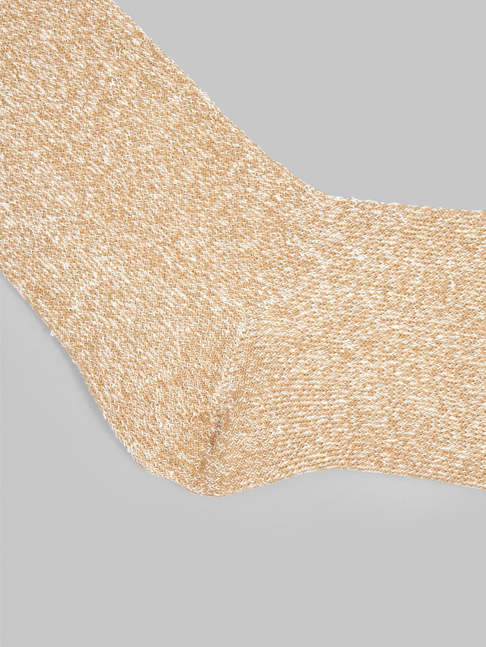 rototo double face crew socks dark green beige heel