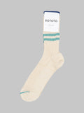 rototo hemp organic cotton stripe socks white sand turquoise