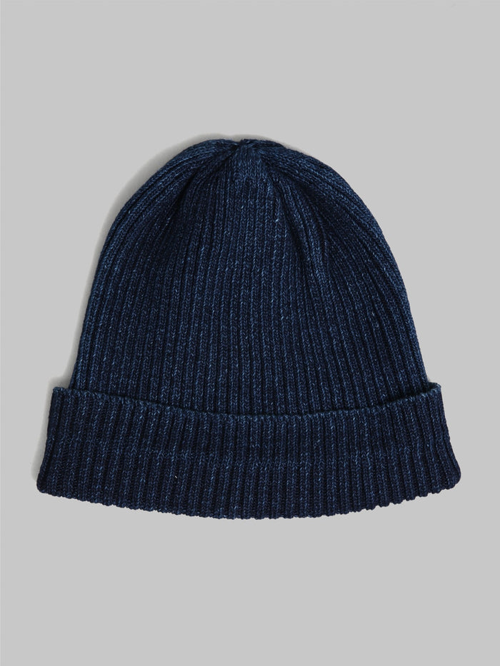 rototo indigo cotton roll up beanie soft