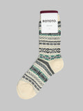 rototo multi jacquard crew socks fairisle ivory