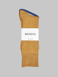 rototo linen cotton ribbed crew socks gold