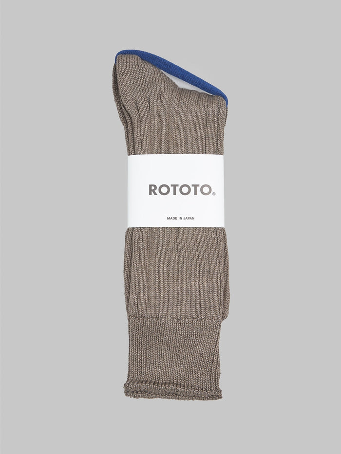 rototo linen cotton ribbed crew socks dark gray