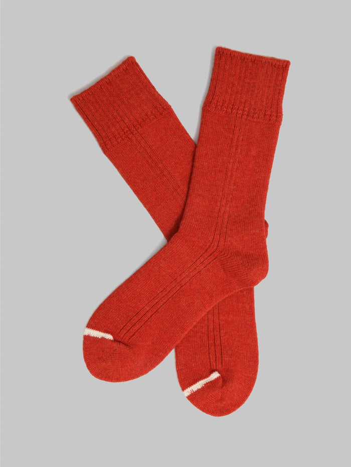 rototo merino lambs wool crew socks brick japanese made