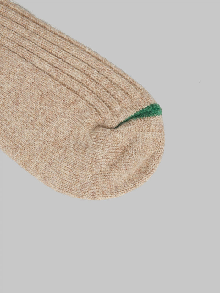 rototo merino lambs wool stripe socks beige green toe