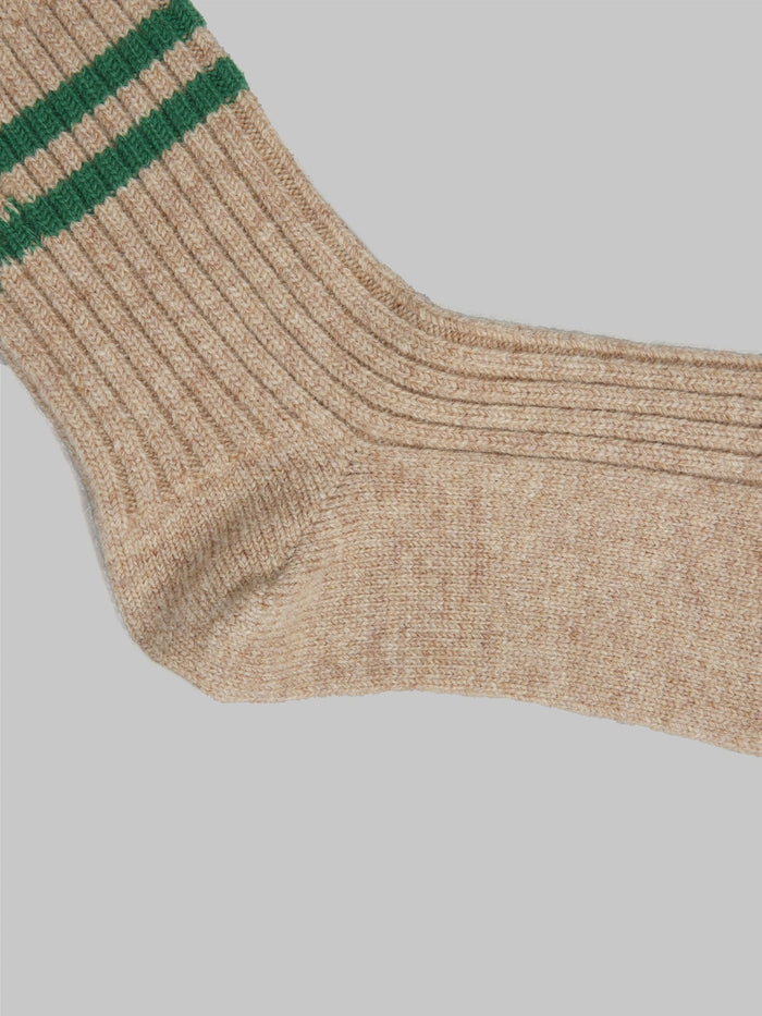 rototo merino lambs wool stripe socks beige green heel