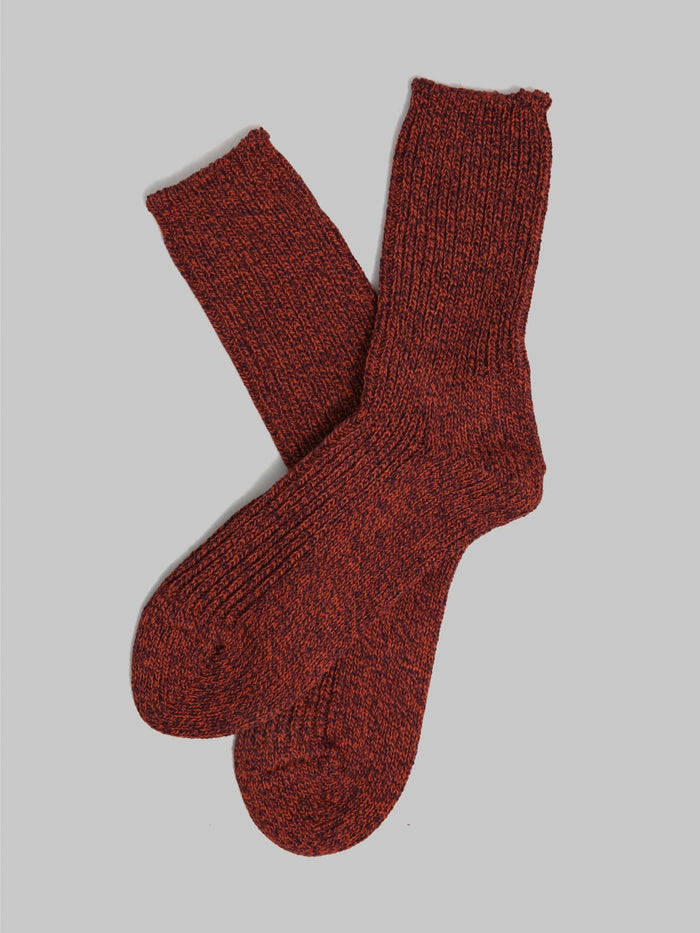 rototo recycled cotton marl socks bordeaux japanese made