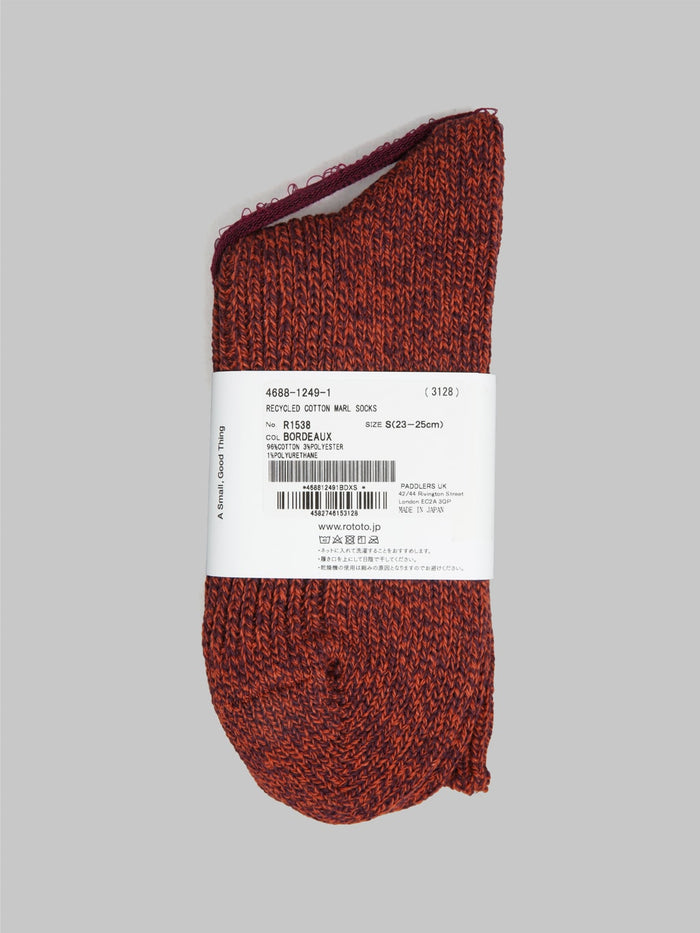 rototo recycled cotton marl socks bordeaux label