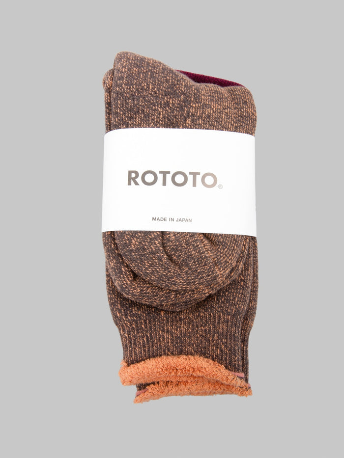 ROTOTO Reversible Pile Socks Faded Black Light Orange front
