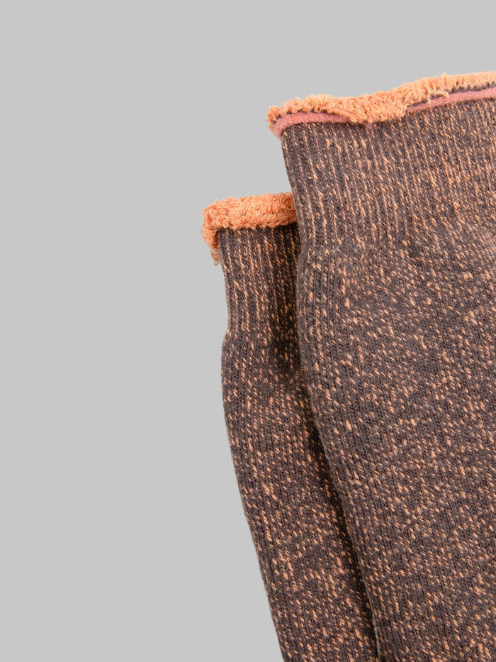 ROTOTO Reversible Pile Socks Faded Black Light Orange closeup