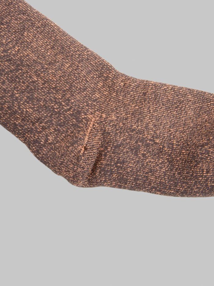 ROTOTO Reversible Pile Socks Faded Black Light Orange heel