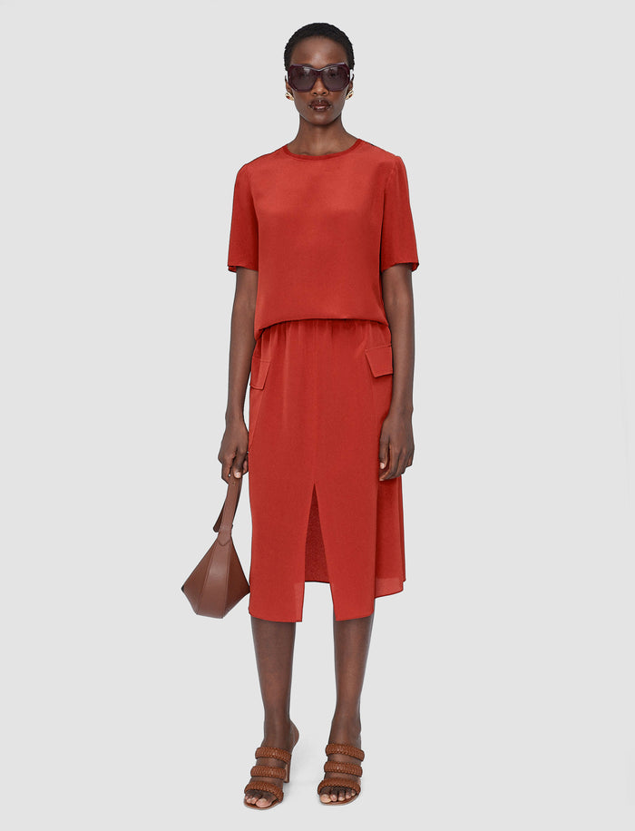Red Rubin Crepe de Soie Silk Blouse - Joseph