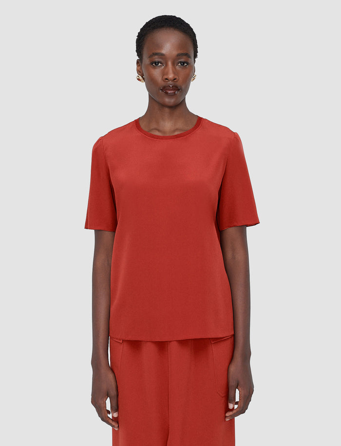 Red Rubin Crepe de Soie Silk Blouse - Joseph