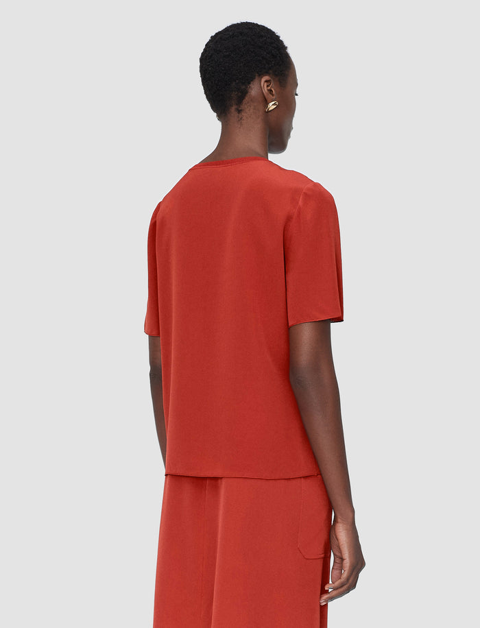 Red Rubin Crepe de Soie Silk Blouse - Joseph
