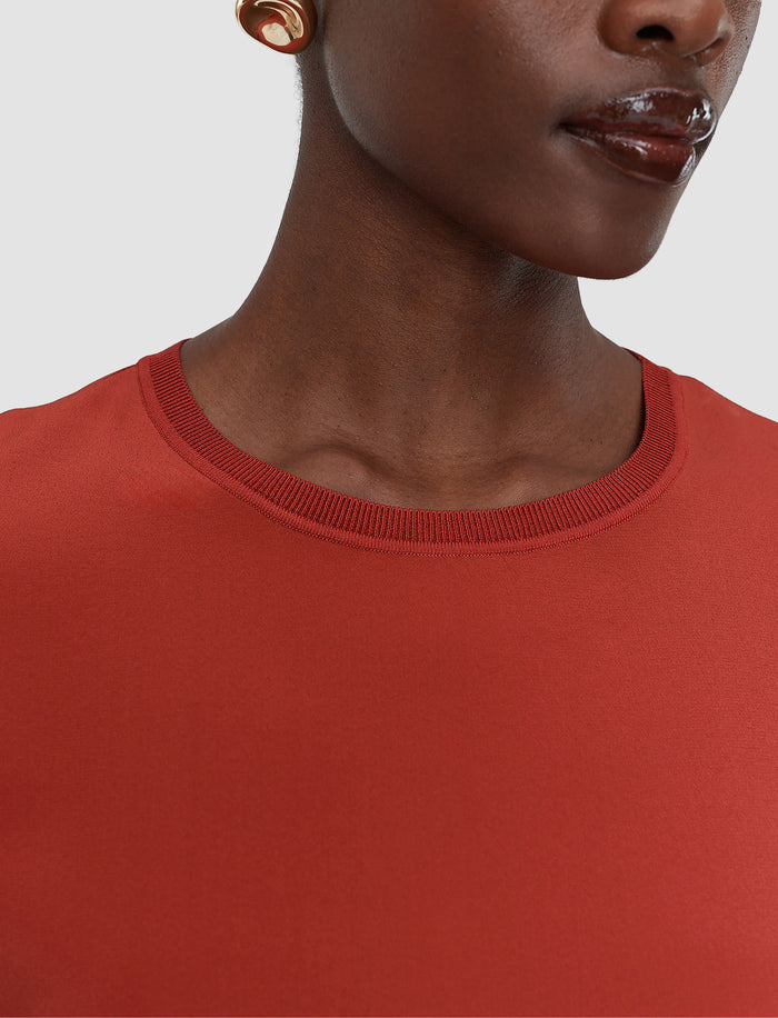 Red Rubin Crepe de Soie Silk Blouse - Joseph