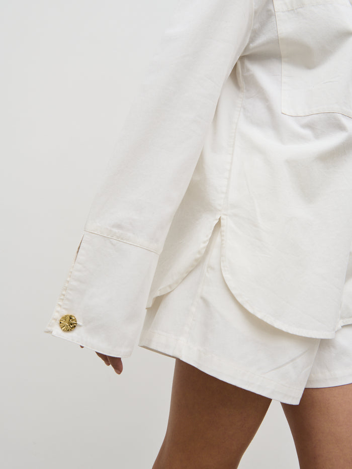 Candy Is 5'6" & Wears Size UK 8|Ryleigh Cotton Poplin Shirt - White