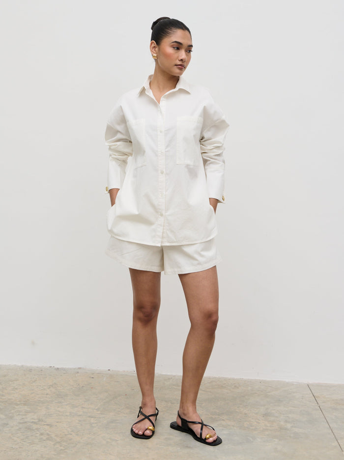 Candy Is 5'6" & Wears Size UK 8|Ryleigh Cotton Poplin Shirt - White