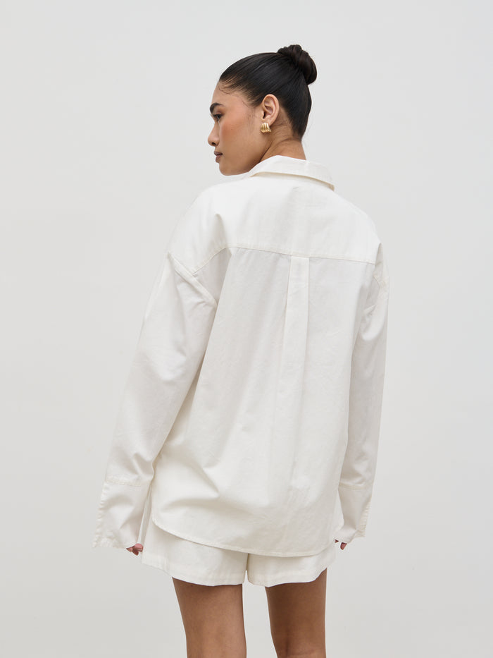 Candy Is 5'6" & Wears Size UK 8|Ryleigh Cotton Poplin Shirt - White