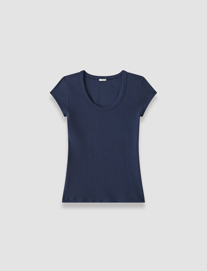 Blue Saba Cotton Rib T-shirt - Joseph